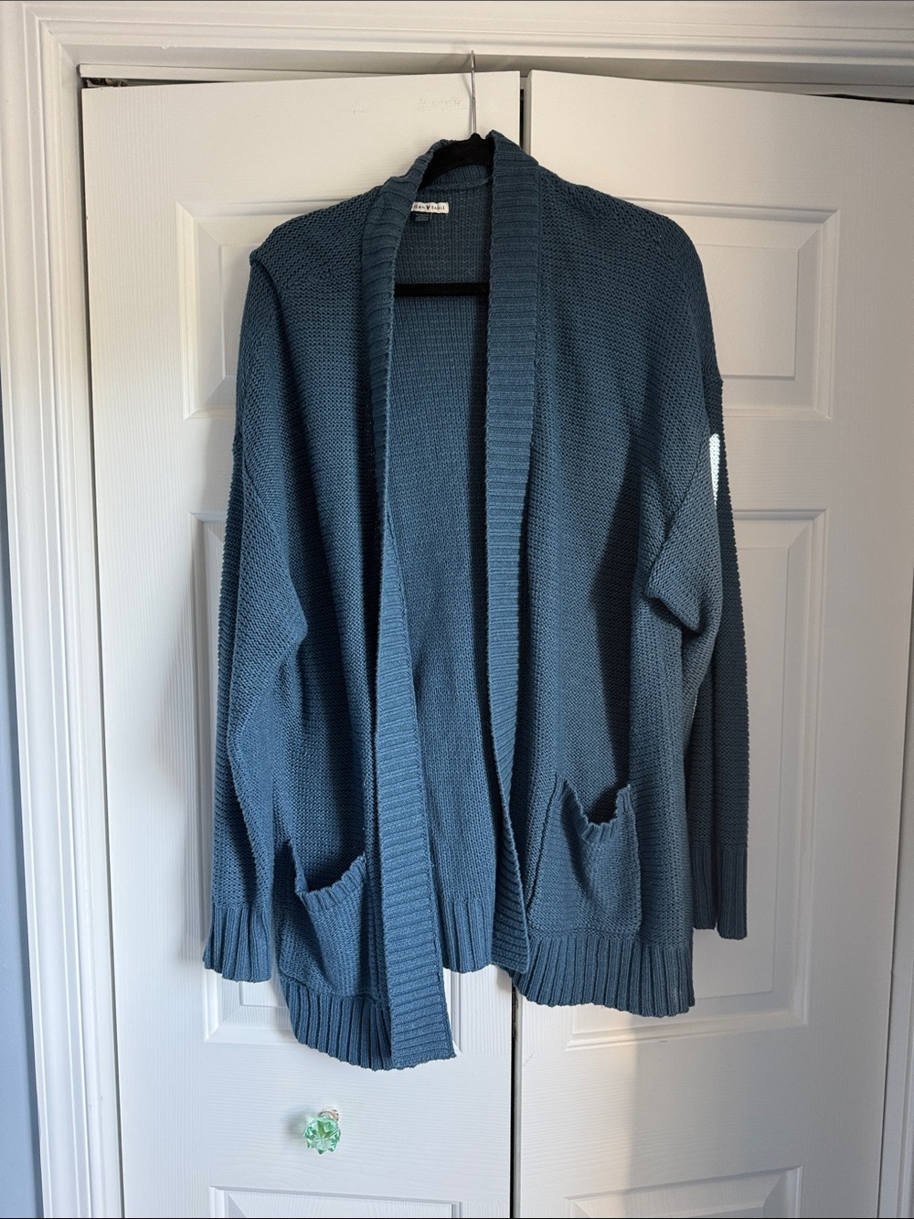 American Eagle Open-Front Knit Cardigan Sweater - Teal Blue